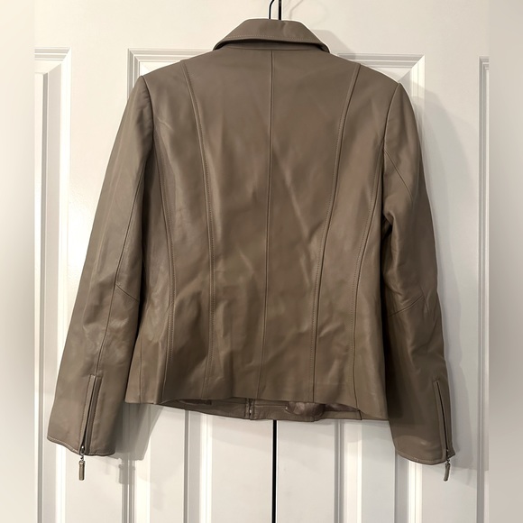 Pamela McCoy, Collared Leather Jacket, Tan, Size XS - Picture 3 of 4